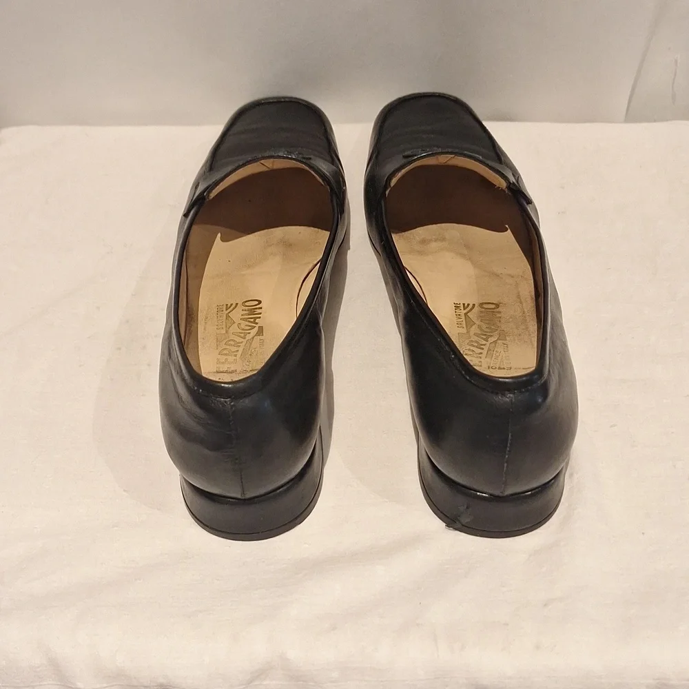 Vintage Salvatore Ferragamo Classic Black Leather Women's Loafers